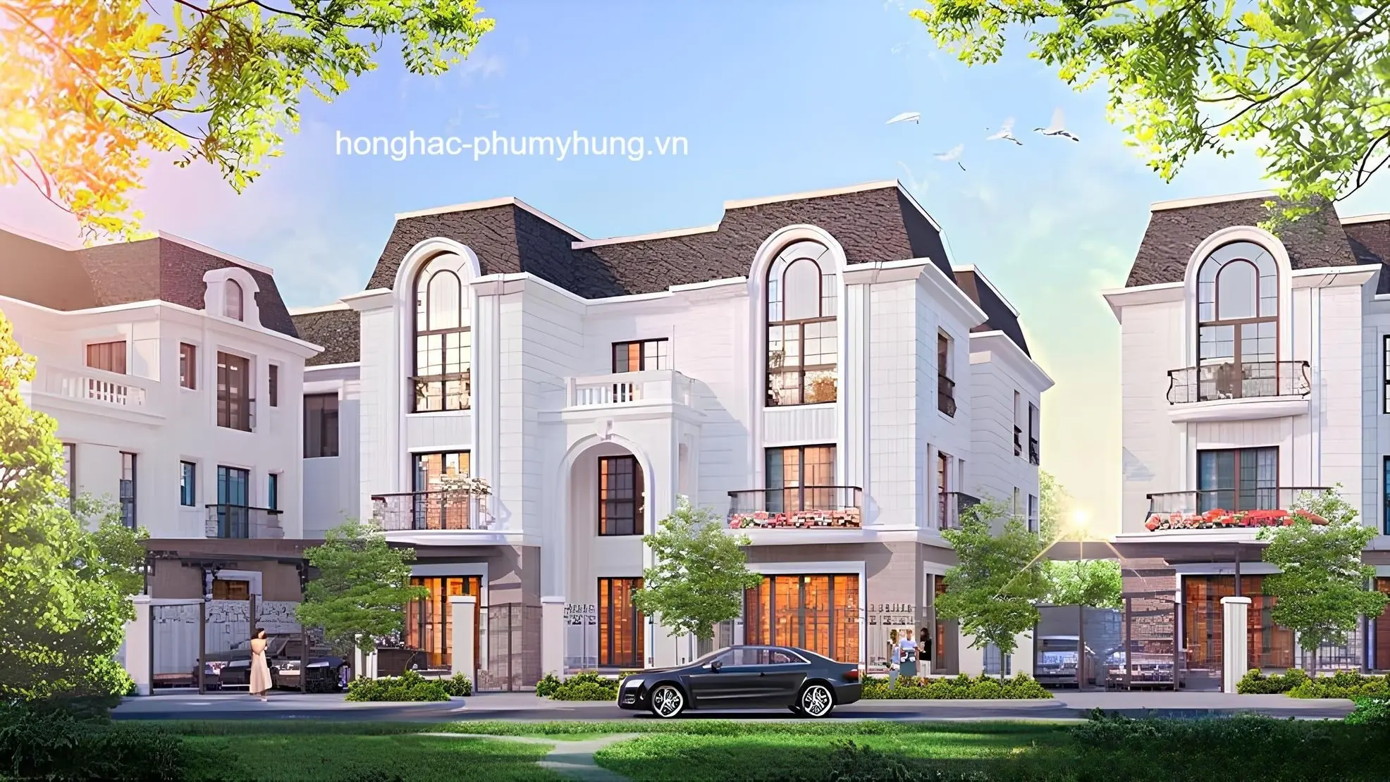 Phối cảnh biệt thự đơn lập dự án Hồng Hạc Phú Mỹ Hưng được xây sẵn 3 tầng