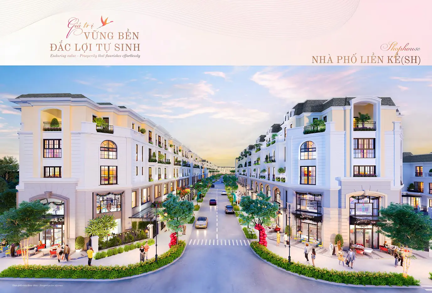 Phối cảnh shophouse dự án Hồng Hạc được xây dựng sẵn 5 tầng, diện tích sàn hơn 400m2, thiết kế 2 mặt tiền