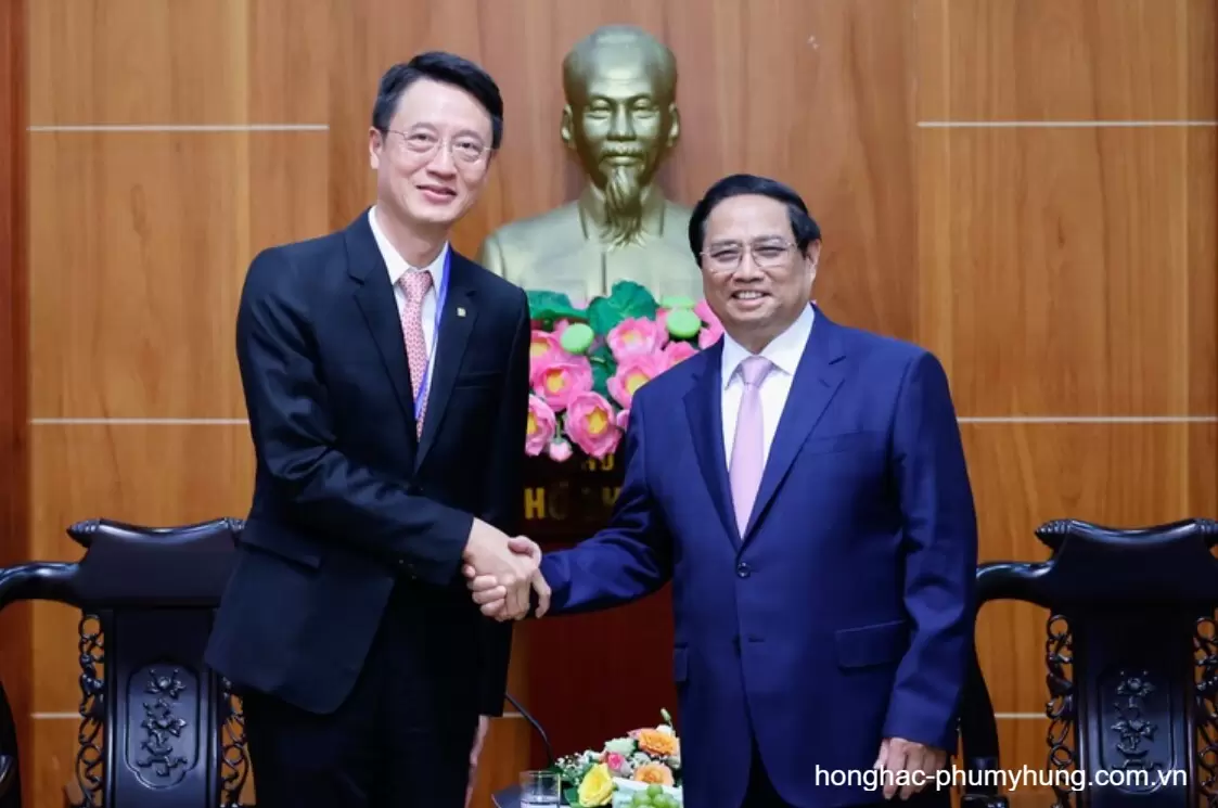 Đích thân Thủ tướng Phạm Minh Chính gặp và trao đổi với Tổng giám đốc Công ty Phú Mỹ Hưng (ông Gary Tseng) về dự án Khu đô thị Hồng Hạc